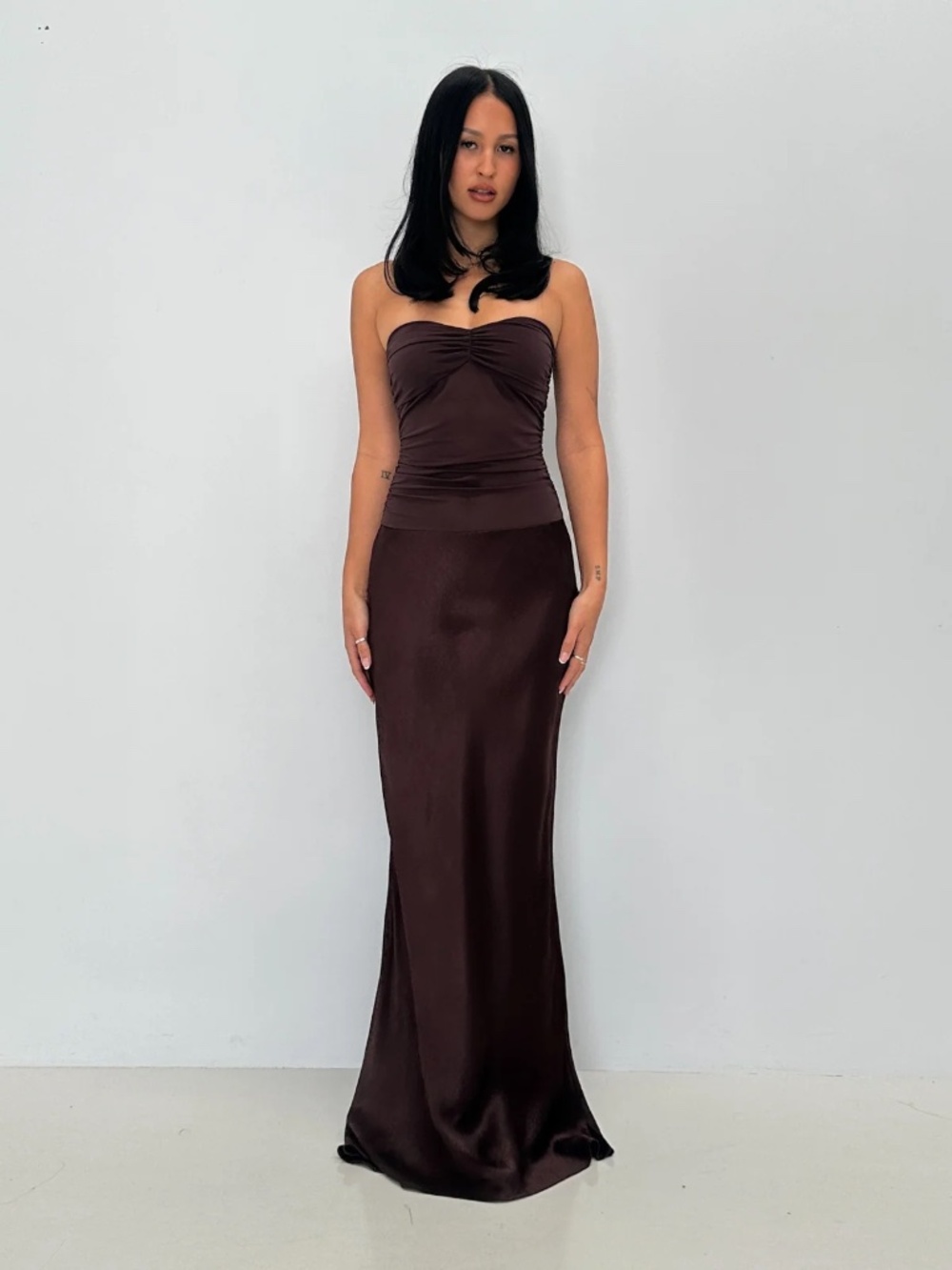Bec & Bridge Dua Maxi Dress in Dark Chocolate Brown